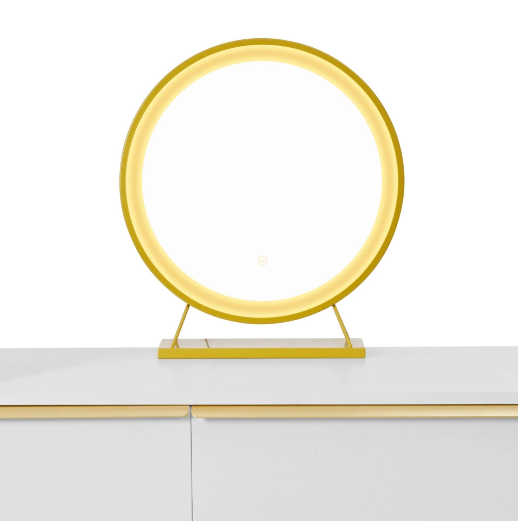 Tavolo da trucco con piano estraibile, 6 cassetti e specchio illuminato