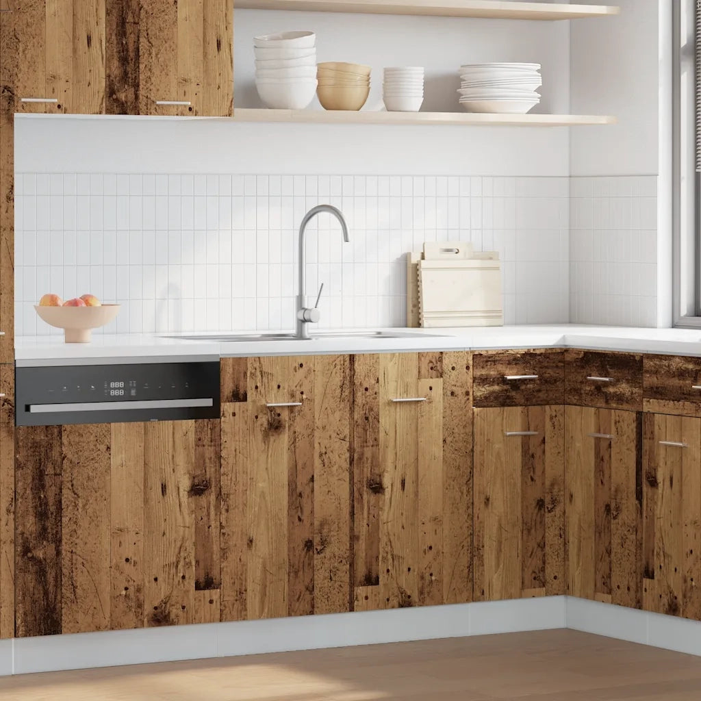Mobile Sottolavello "Lyon"-Armadietto da bagno Legno Antico 80x46x81,5cm