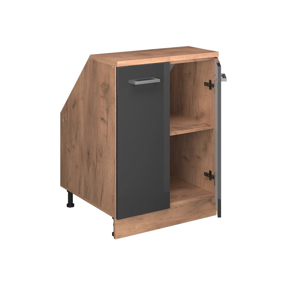 Mobile sottotetto Rion Antracite lucido/Rovere dorato 60 x 83.8 cm con 2 porte, carcassa 60 cm profondità Vicco