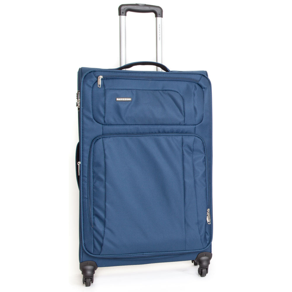 Trolley Valigia Grande Morbida in Poliestere 4 Ruote TSA Ravizzoni Raffaello Blu