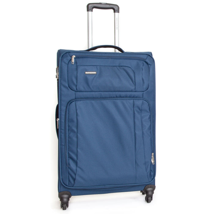 Trolley Valigia Grande Morbida in Poliestere 4 Ruote TSA Ravizzoni Raffaello Blu