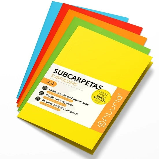 Documenti in cartellina A4, 180g, cartelline documenti classificate, confezione da 15 cartelline robuste in diverse colori e archiviazione - Ofituria (mix intensivo)