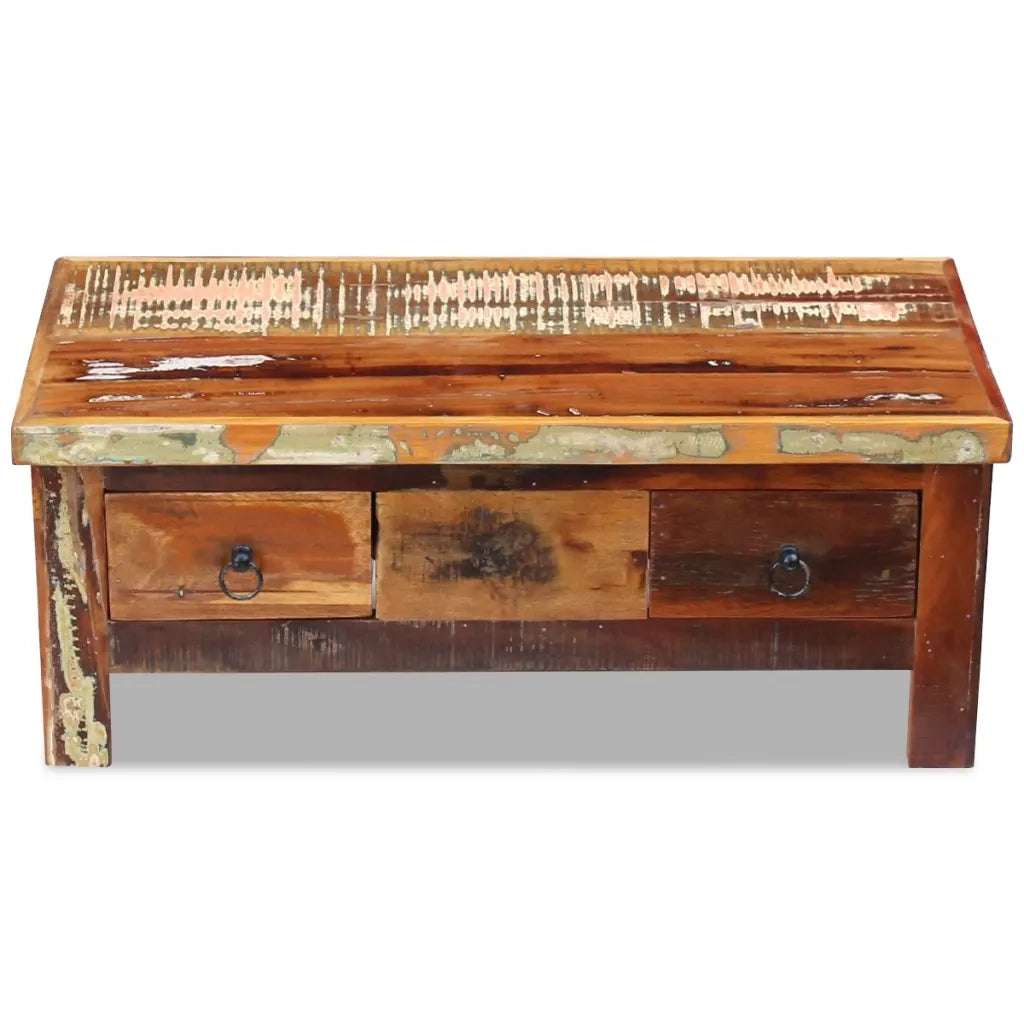 Tavolino da Caff¨¨-Tavolino da soggiorno-Tavolino da Salotto con Cassetti in Legno Recuperato 90x45x35 cm