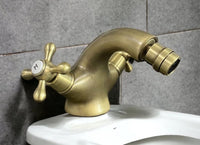 Rubinetto bagno bidet con snodo vintage, maniglie a stella bronzato