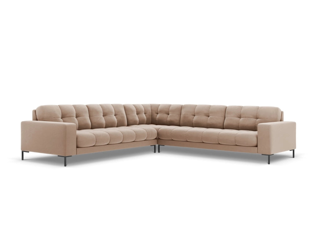 Cosmopolitan Design - Divano angolare reversibile "Bali" 6 posti in velluto beige 