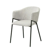 Sedia da pranzo IMANY – Velluto a coste grigio chiaro – Braccioli – Piedi in metallo nero – Stile design / industriale