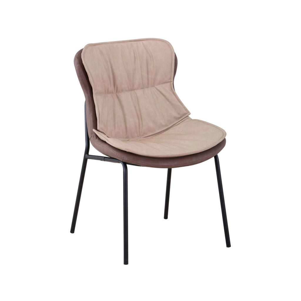 Sedia di design Brady in ecopelle beige e marrone