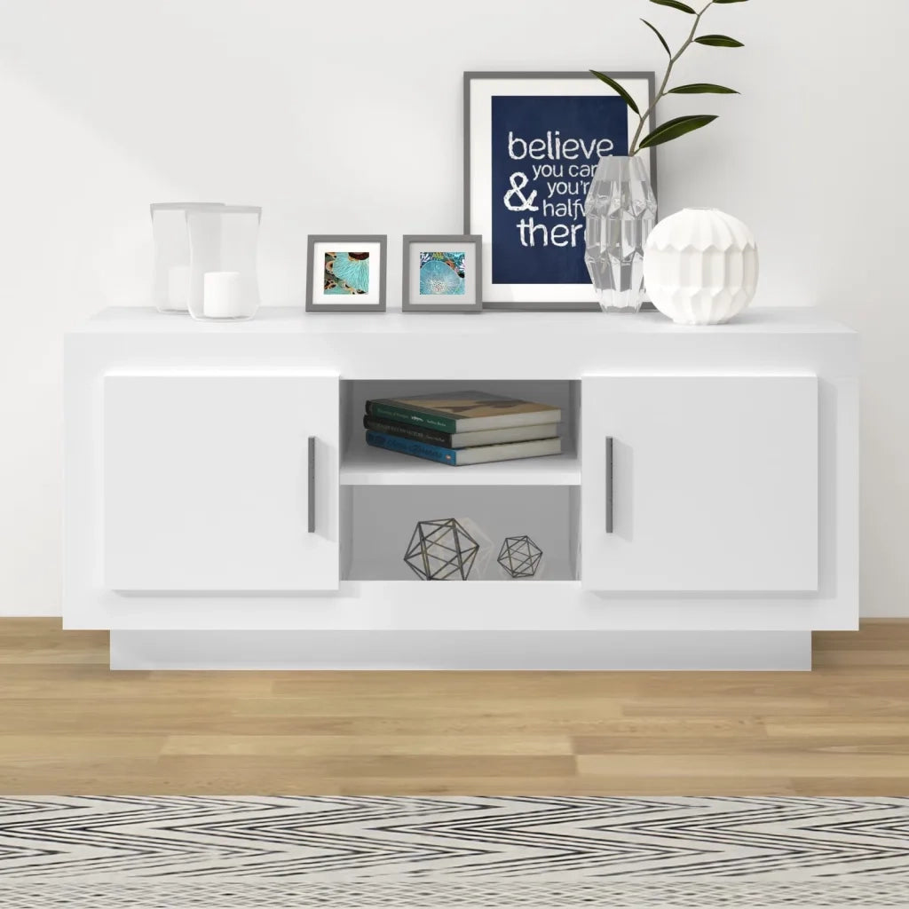 Armadietto TV Bianco 102x35x45 cm in Legno Multistrato
