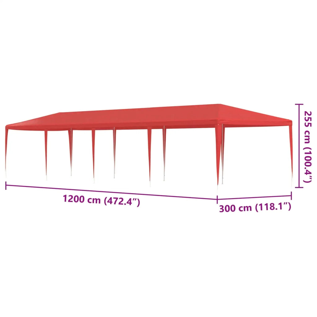 Tenda Party Rosso 1200 x 300 x 255 cm PE e Acciaio 42032992