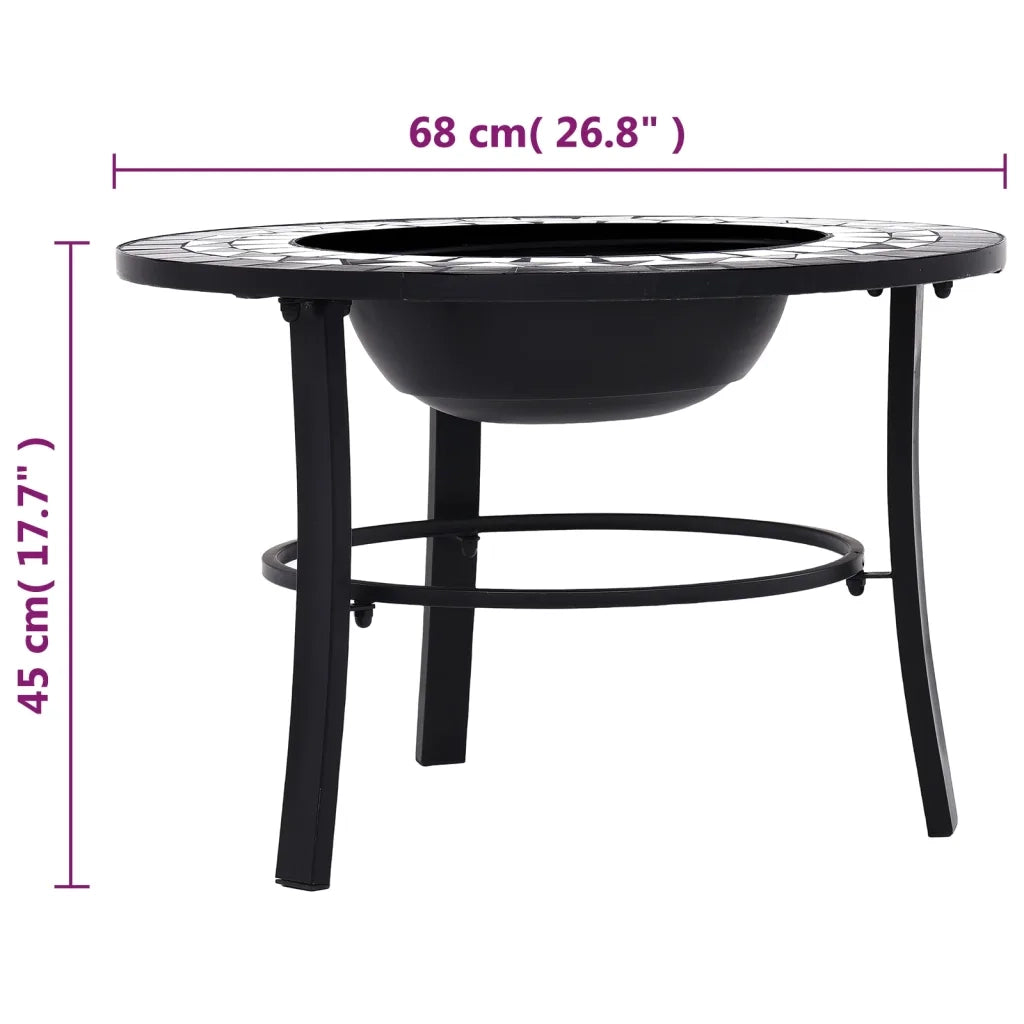 Braciere con Mosaico Nero e Bianco 68cm in Ceramica CFW5036400
