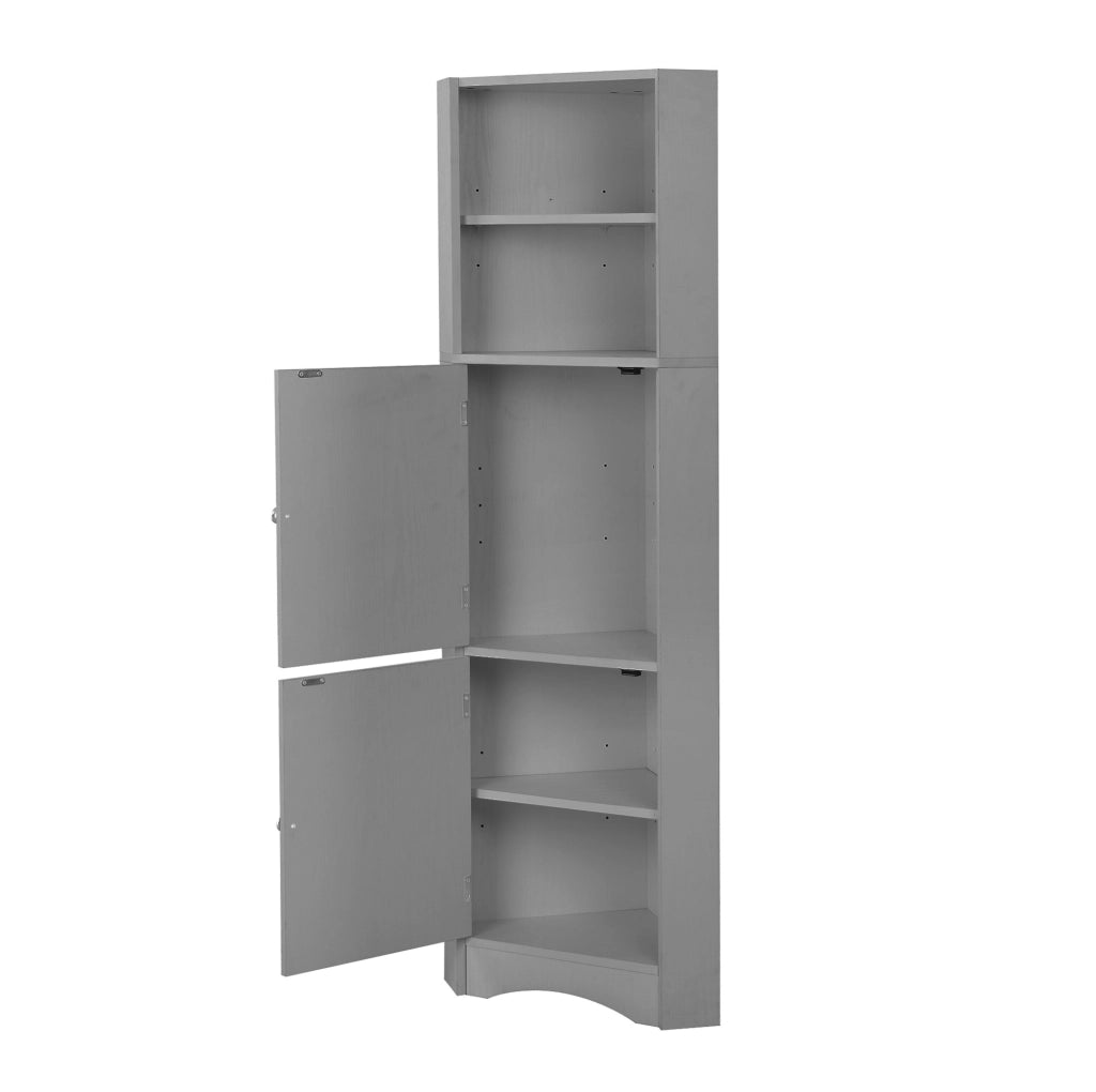 Mobile bagno angolare 36;5x36;5x155 cm grigio in truciolare con ripiani