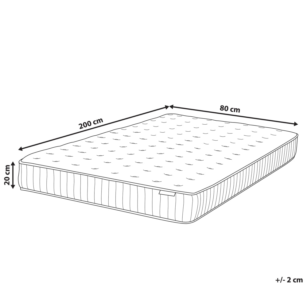 Materasso a molle insacchettate 80 x 200 cm rigido con lattice