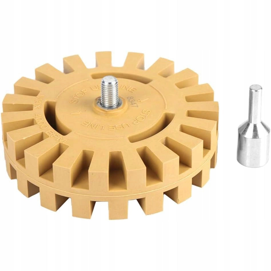 Disco di Gomma per Rimozione Colla "Fiore" 100mm + Adattatore per Trapano – Alta Qualità, 4000 RPM, Facile Montaggio