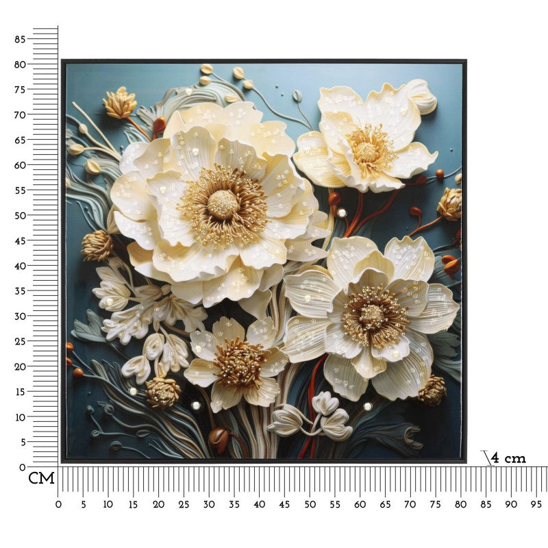 Dipinto Su Tela Laccato Narcy -b- Con Cornice cm 82x4x82