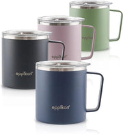 Bicchiere termoresistente in acciaio inossidabile, becher di isolamento, bicchierino per caffè, tazza per tè, becher termoresistente 380 ml, coperchio con apertura drink con chiusura (380 ml, Blu dello Spazio)