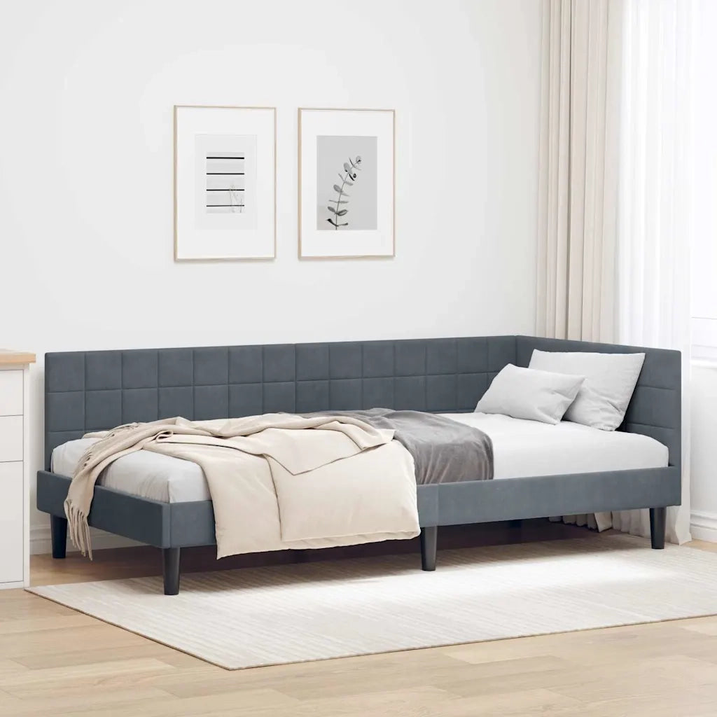 Cornice del letto ad angolo Grigio scuro 100 cm x 200 cm