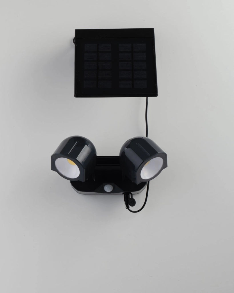 PROIETTORE LED SHIVA ANTRACITE 2 LUCI 3W 230LM 4000K CON PANNELLO SOLARE E SENSORE DI MOVIMENTO IP54 16X7,26X10,95CM