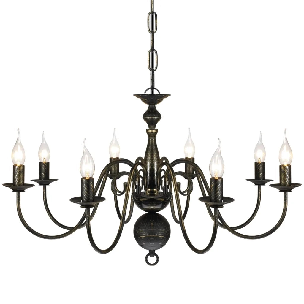 Lampadario Stile Antico Metallo Nero Lampadine 8 x E14 241384