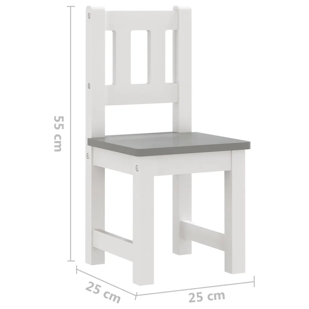 Set Tavolo e Sedie per Bambini 4 Pezzi Bianco e Grigio in MDF CFW5931682