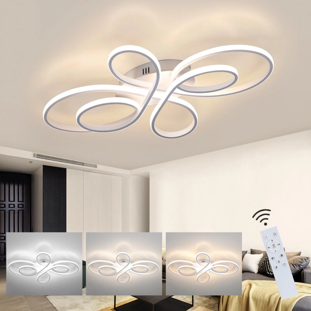 ZMH Lampada da soffitto plafoniera LED bianca dimmerabile 78W 80cm stile moderno telecomando per soggiorno