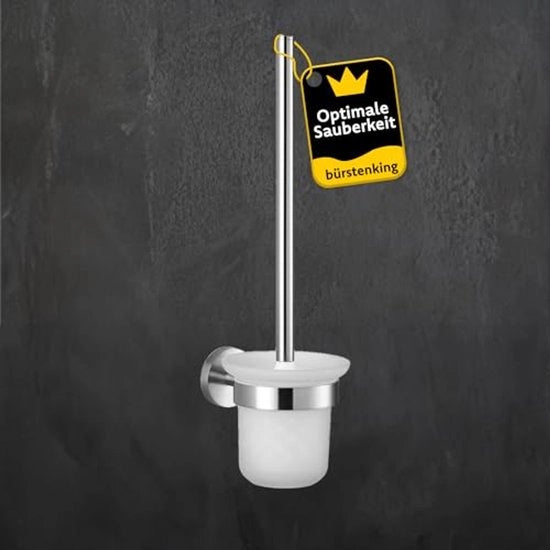 Set di spazzolatura per il bagno, spazzola per il bagno con supporto, in acciaio inossidabile lucidato a mano, spazzola per il bagno per installazione a parete, testa di spazzola con diametro 73 mm, set di spazzolatura per il bagno, parte della serie 190.