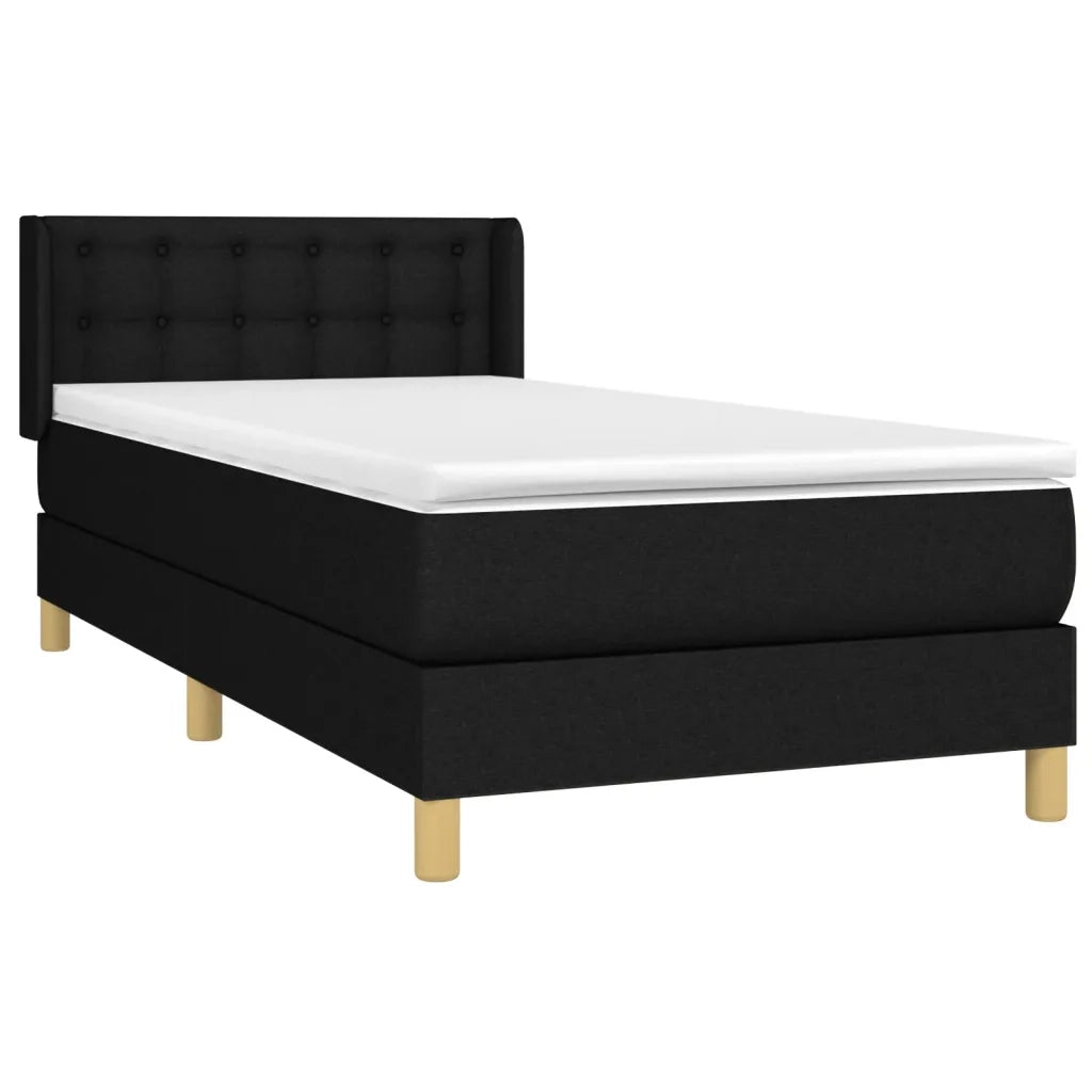 Giroletto a Molle con Materasso-Struttura Letto Nero 80x200 cm inTessuto 404371