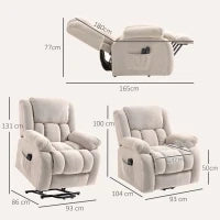 Poltrona Alzapersona Massaggiante e Reclinabile con 2 Tasche e Telecomando, 93x104x105 cm, Beige