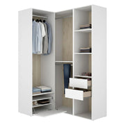 Armadio Camera da Letto Clayhill, Guardaroba Grande Modulabile, 124x205h cm Bianco