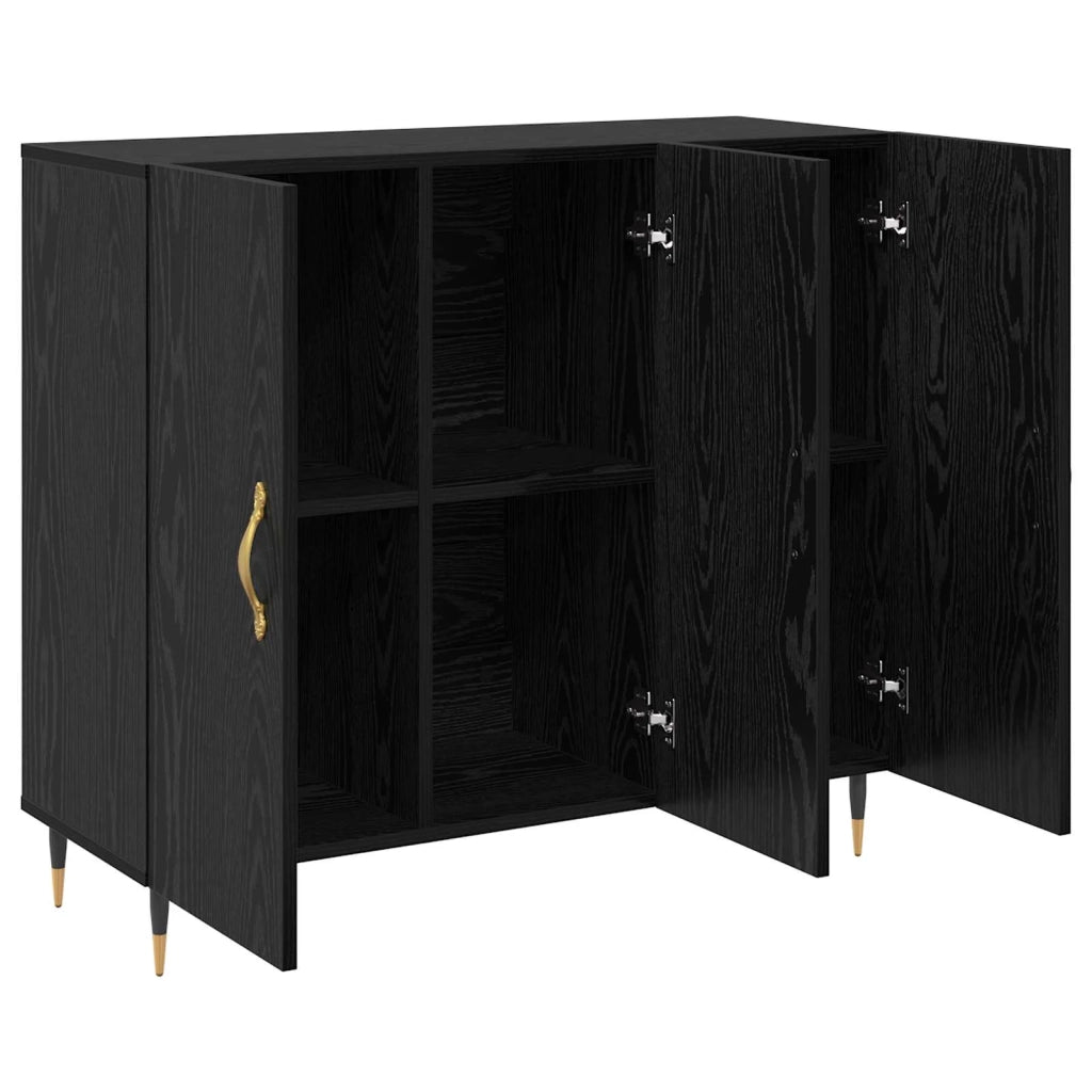 Credenza Rovere Nero 90 x 34 x 80 cm Legno multistrato 879581