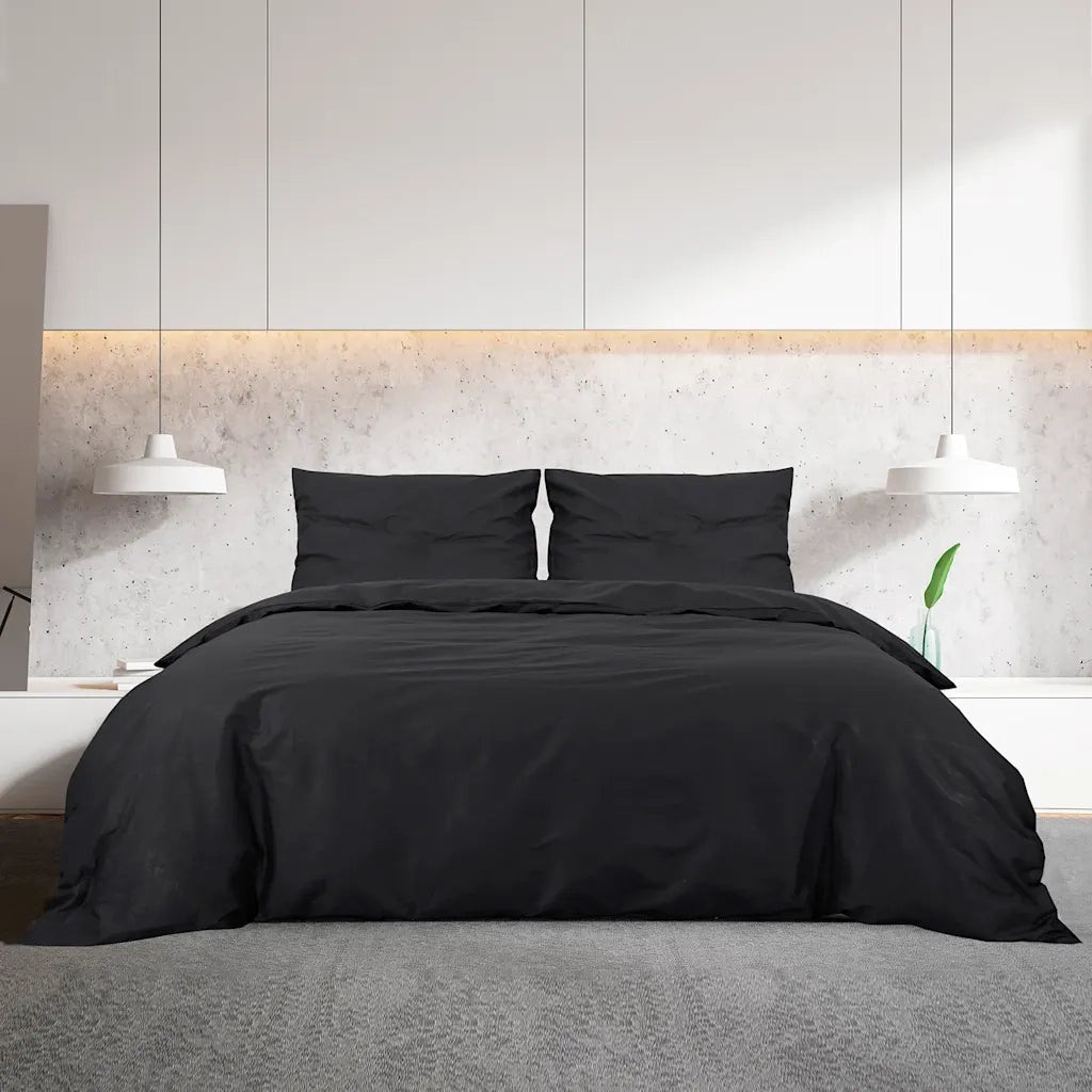 Set Copripiumino Nero 140x200 cm in Microfibra Leggera CFW9276688