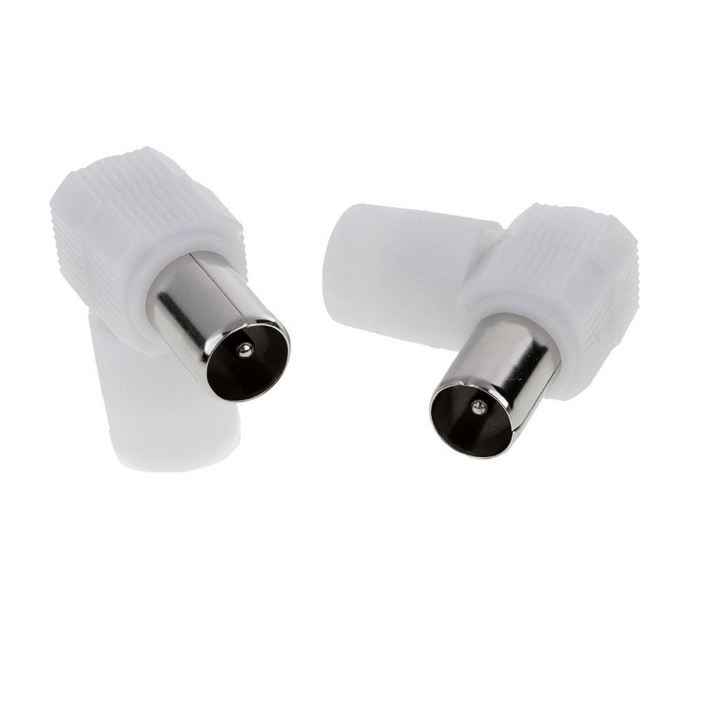 Trade Shop - Set 2 Pz Connettore Antenna Adattatore Maschio Per Cavo Tv Ad Angolo Retto C-087 -