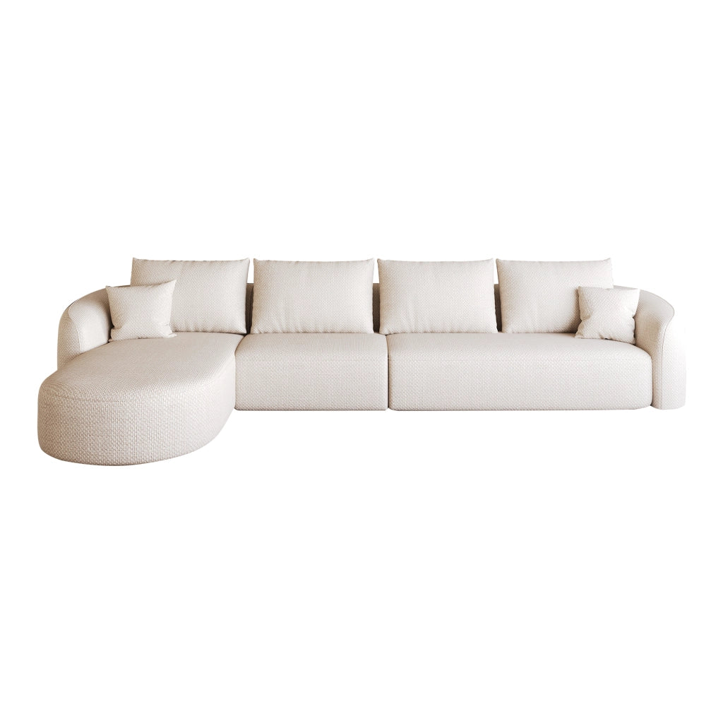 Divano angolare modulare 336 cm in tessuto bianco; senza montaggio