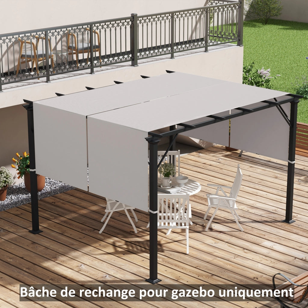 Telo di Ricambio per Pergola Retrattile ¨C Xylo ¨C Set 2 Pezzi 4,9x1,2m Poliestere UV Beige
