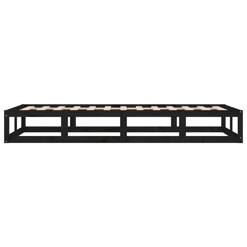 Giroletto-Struttura Letto Nero 90x200 cm in Legno Massello