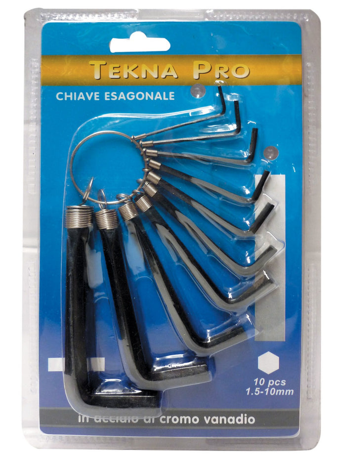 serie 10 chiavi esagonali nere"tekna pro" c/anello cod:ferx.56068