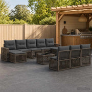 Set Divano da Giardino 11 pz Grigio e Grigio Scuro polyrattan 3435248