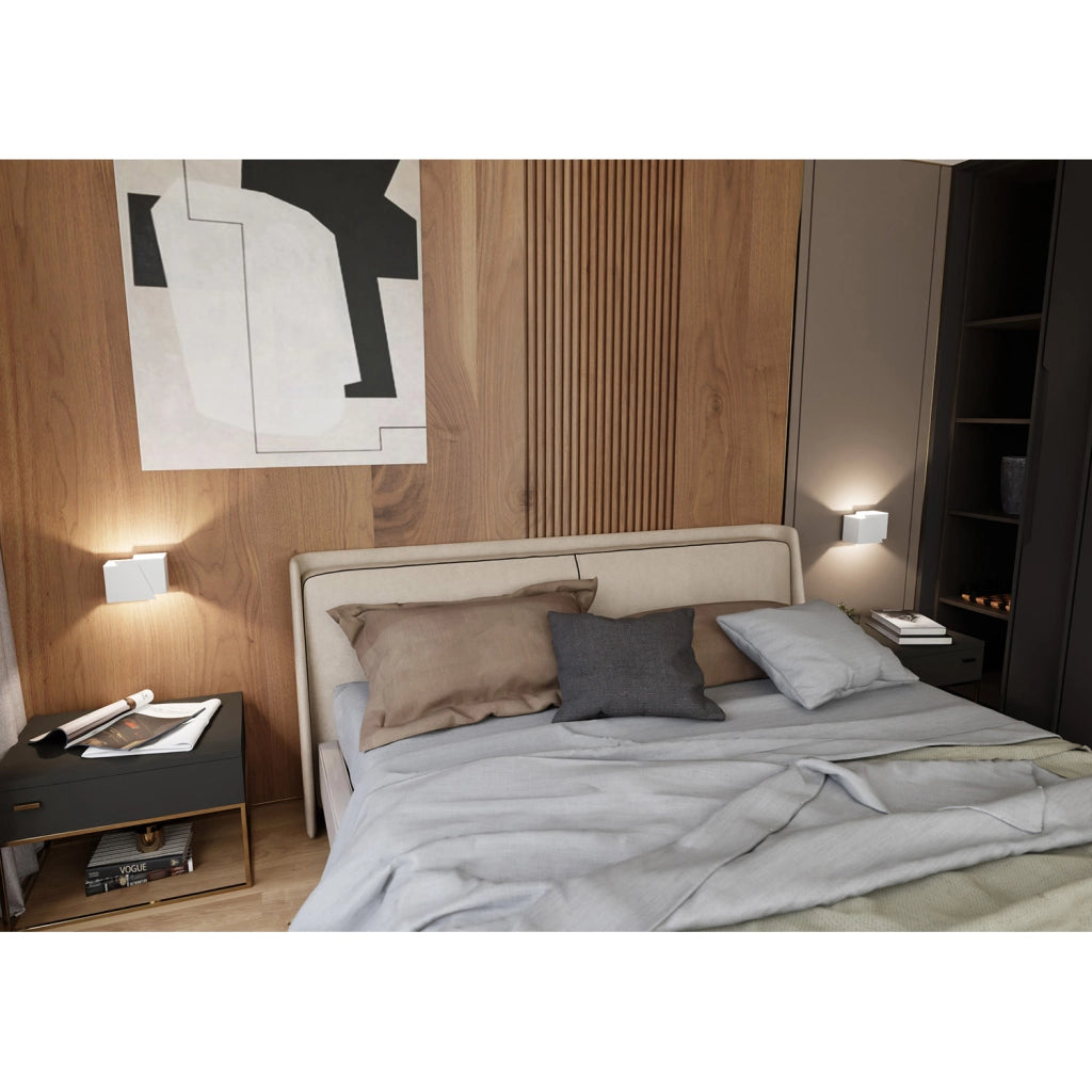 Applique Moderna 1 Luce Bjorn A Forma Geometrica In Acciaio Bianco
