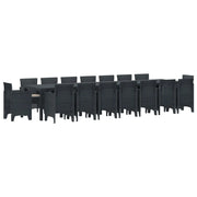 Set da pranzo da giardino con cuscini 17 pcs Antracite PP 3378653