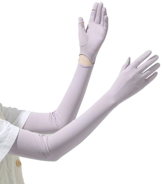 Manopole lunghe senza dita per donne - manopole antiscivolo con riflessi solari - manopole touchscreen con lunghe dita e maniche fresche - adatte per pescare, guidare, andare in bicicletta e attività all'aperto estive