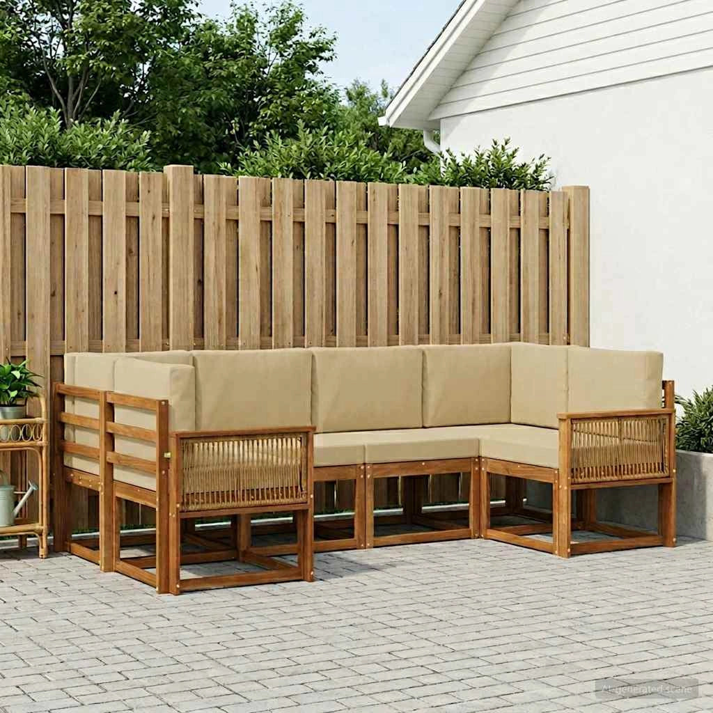 Set di divani da esterno 6 pz Naturale e Beige 3385499