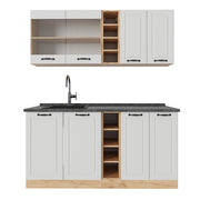 Vicco Cucina completa Casa di campagna bianca/quercia dorata 160 cm , PL Antracite