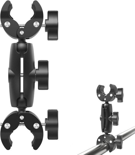Sostegno per Doppia Camera con Manubrio a Sfera 360 - Ideale per Riflettori e Stativi