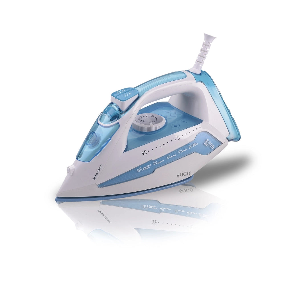 Ferro da stiro a vapore con caldaia 2800W, serbatoio 300ml, piastra ceramica anticalcare, stiratura verticale - SOGO