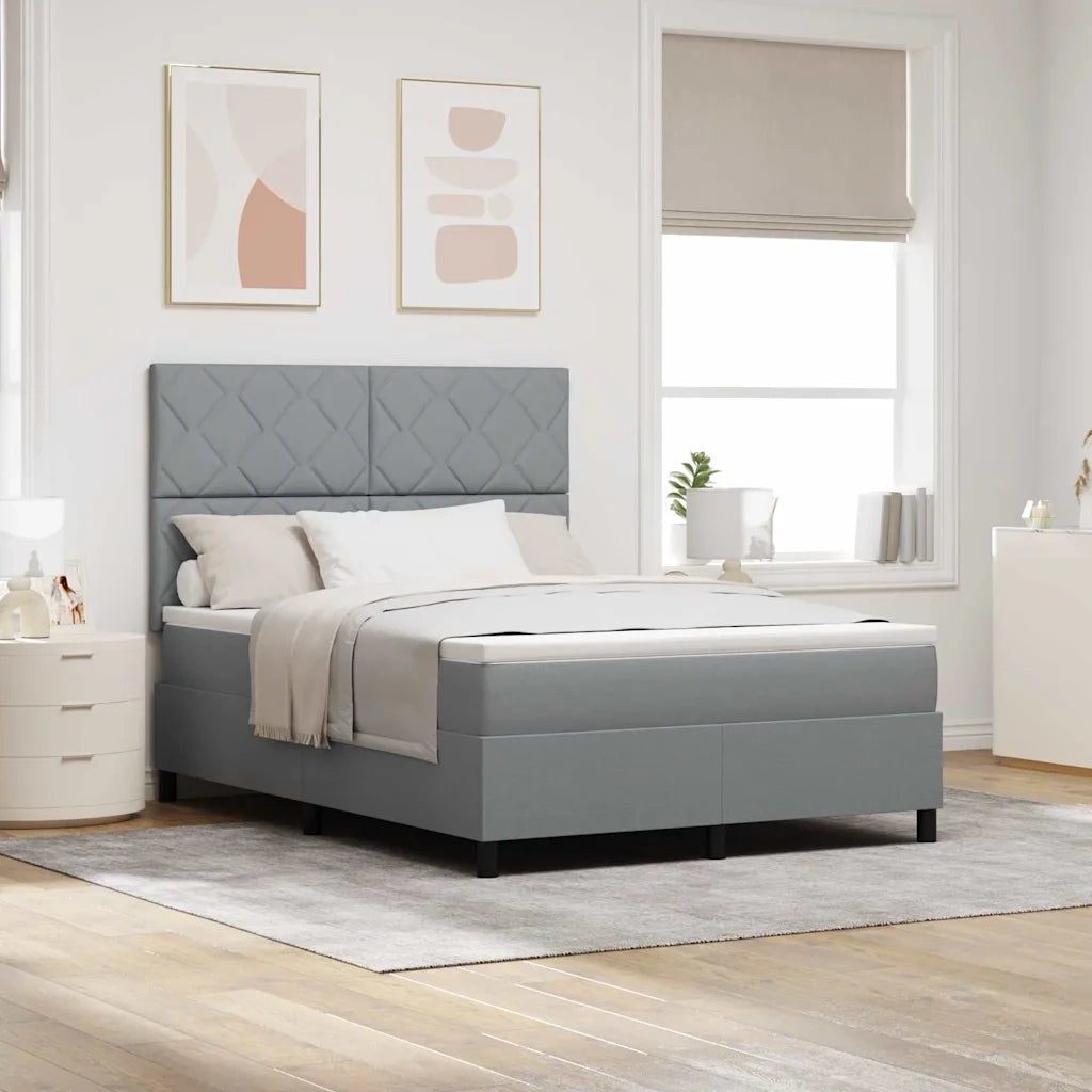 Letto a molle con testiera Grigio chiaro 140 x 190 cm Tessuto 3342942