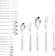 Set da tavola da 20 pezzi in acciaio inossidabile con design marmo bianco - insieme di posate con cucchiai, coltelli e forchette per 4 persone