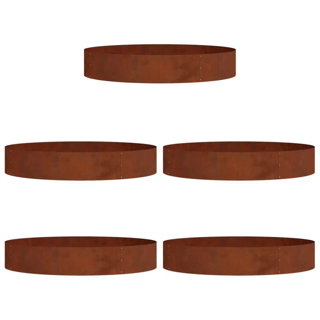 Anello per vaso 5 pz-Set di 5 Supporto per Vaso Marrone 120 x 120 x 20 cm Acciaio CorTen