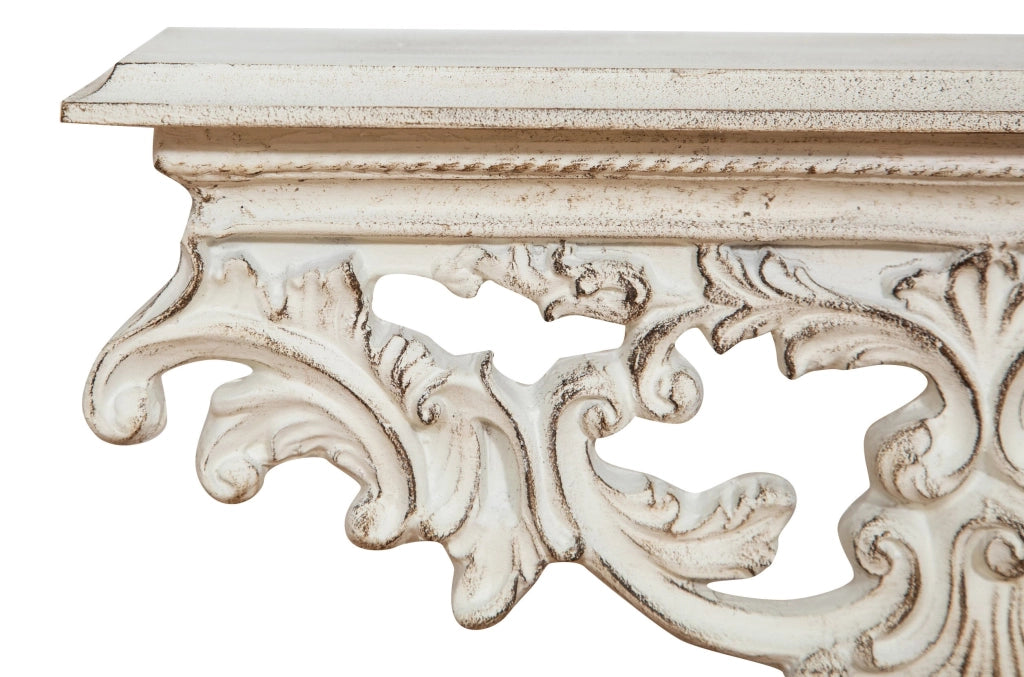 Biscottini MENSOLA A MURO IN LEGNO FINITURA BIANCA ANTICATA L46XPR17XH22 CM MADE IN ITALY