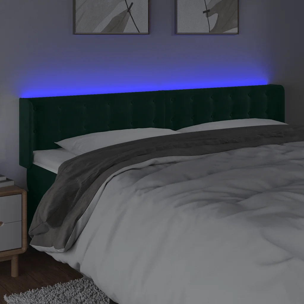 Testiera a LED Verde Scuro 163x16x78/88 cm in Velluto 3123727