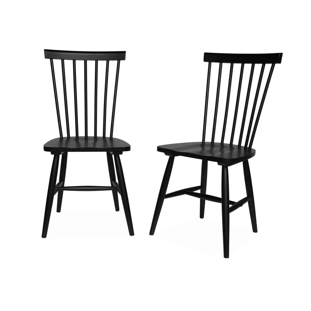 Set 2 sedie da pranzo in legno, impilabili stile vintage, nero