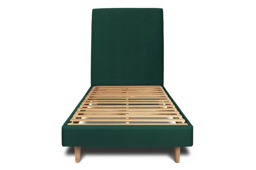 Letto 90x190 cm con testata imbottita - Tessuto velluto